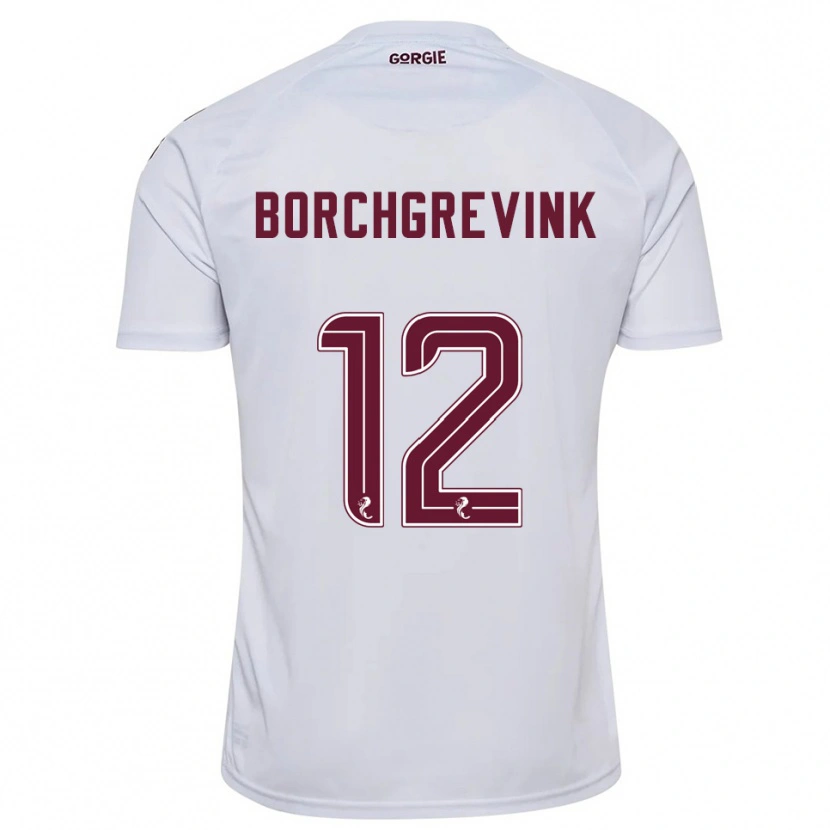 Danxen Herren Christian Borchgrevink #12 Weiß Burgunderrot Auswärtstrikot Trikot 2025/26 T-Shirt Schweiz
