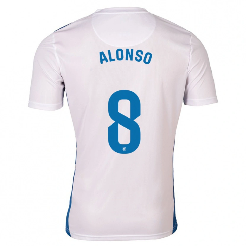 Danxen Kinder Javi Alonso #8 Weiß Blau Heimtrikot Trikot 2025/26 T-Shirt Schweiz