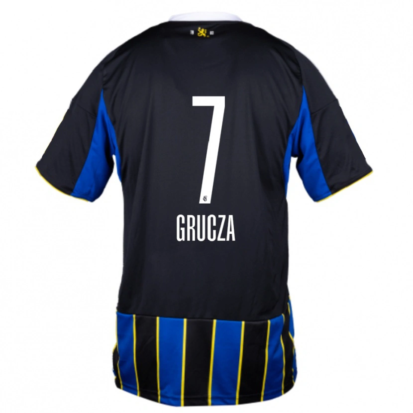 Danxen Kinder Nico Grucza #7 Blau Schwarz Gelb Heimtrikot Trikot 2025/26 T-Shirt Schweiz