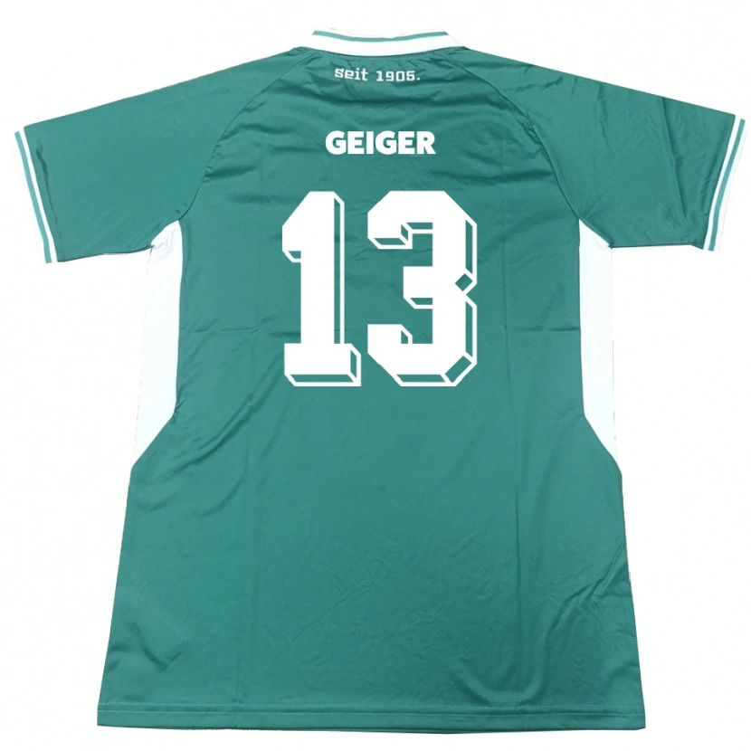 Danxen Kinder Luca Geiger #13 Grün Weiß Heimtrikot Trikot 2025/26 T-Shirt Schweiz
