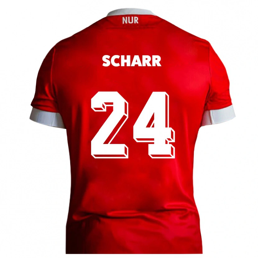 Danxen Kinder Janne Scharr #24 Rot Weiß Heimtrikot Trikot 2025/26 T-Shirt Schweiz