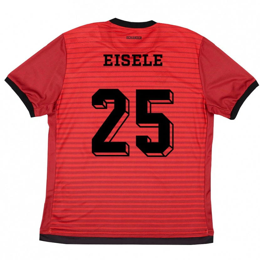 Danxen Kinder Kai Eisele #25 Rot Schwarz Heimtrikot Trikot 2025/26 T-Shirt Schweiz
