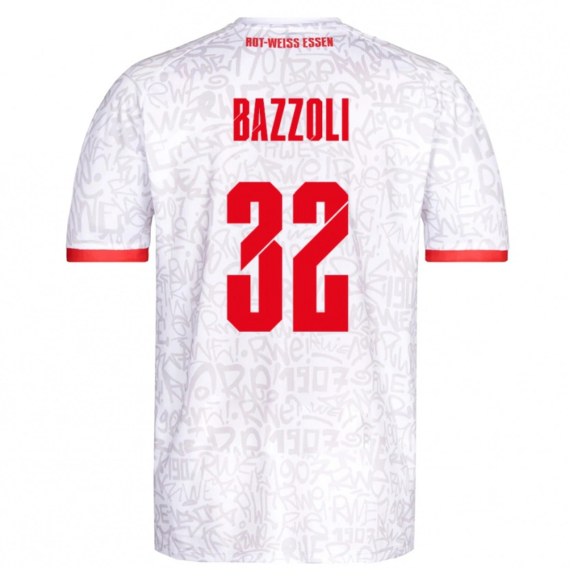Danxen Kinder Luca Bazzoli #32 Weiß Rot Heimtrikot Trikot 2025/26 T-Shirt Schweiz