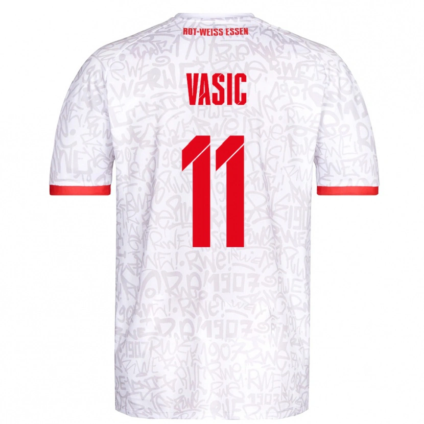 Danxen Kinder Fadih Vasic #11 Weiß Rot Heimtrikot Trikot 2025/26 T-Shirt Schweiz