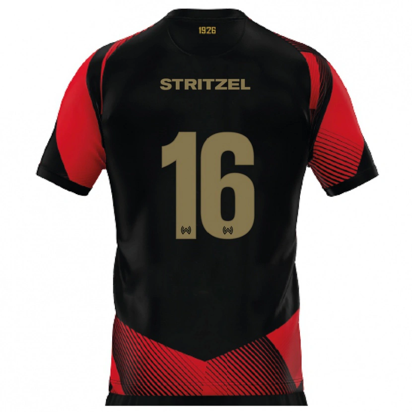 Danxen Kinder Florian Stritzel #16 Schwarz Rot Heimtrikot Trikot 2025/26 T-Shirt Schweiz