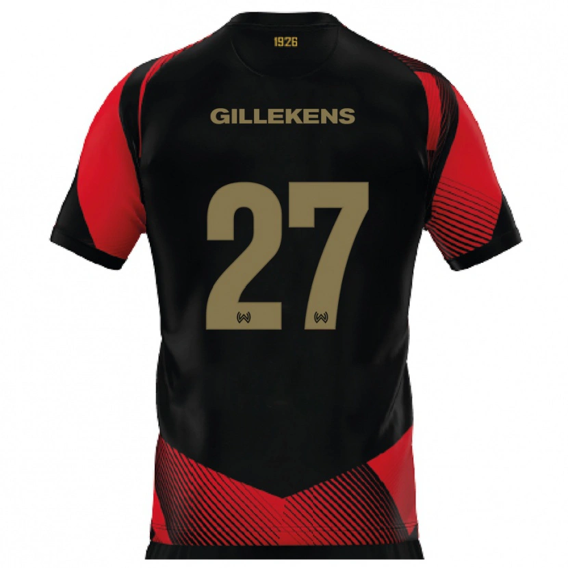 Danxen Kinder Jordy Gillekens #27 Schwarz Rot Heimtrikot Trikot 2025/26 T-Shirt Schweiz