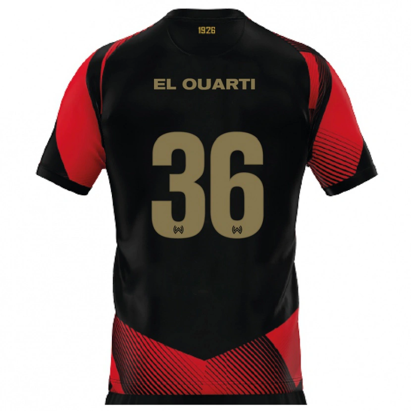 Danxen Kinder Nassim El Ouarti #36 Schwarz Rot Heimtrikot Trikot 2025/26 T-Shirt Schweiz