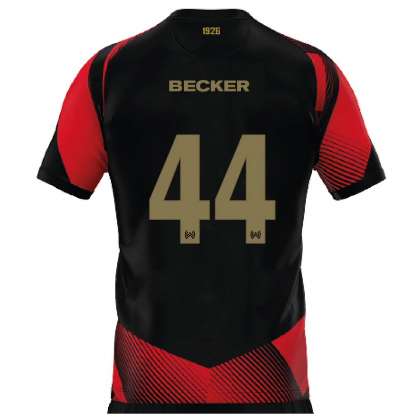 Danxen Kinder Jan Becker #44 Schwarz Rot Heimtrikot Trikot 2025/26 T-Shirt Schweiz