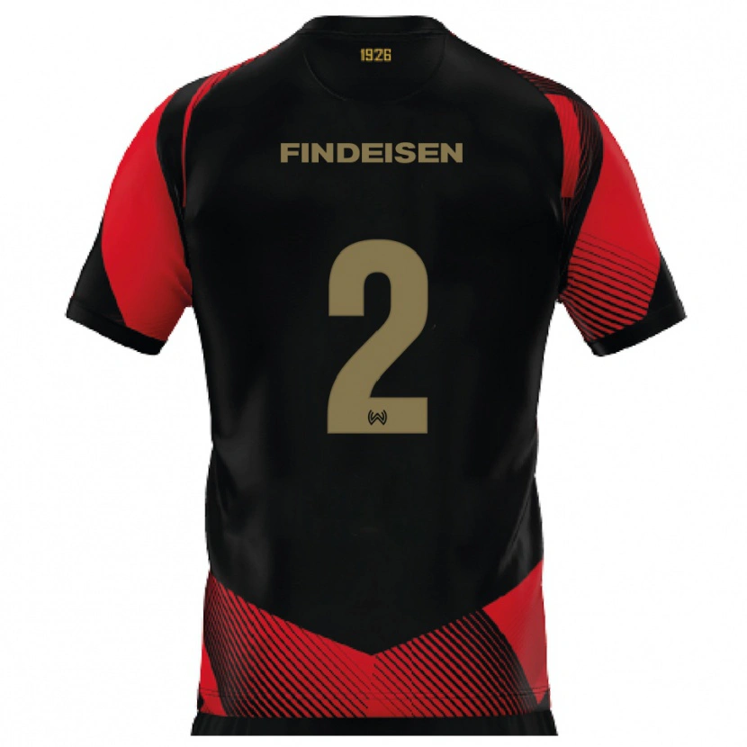 Danxen Kinder Edwin Findeisen #2 Schwarz Rot Heimtrikot Trikot 2025/26 T-Shirt Schweiz