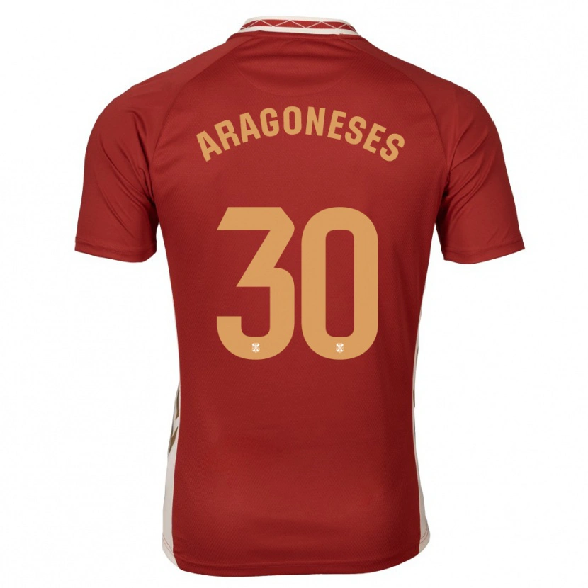 Danxen Kinder Sergio Aragoneses #30 Burgunder Gold Auswärtstrikot Trikot 2025/26 T-Shirt Schweiz