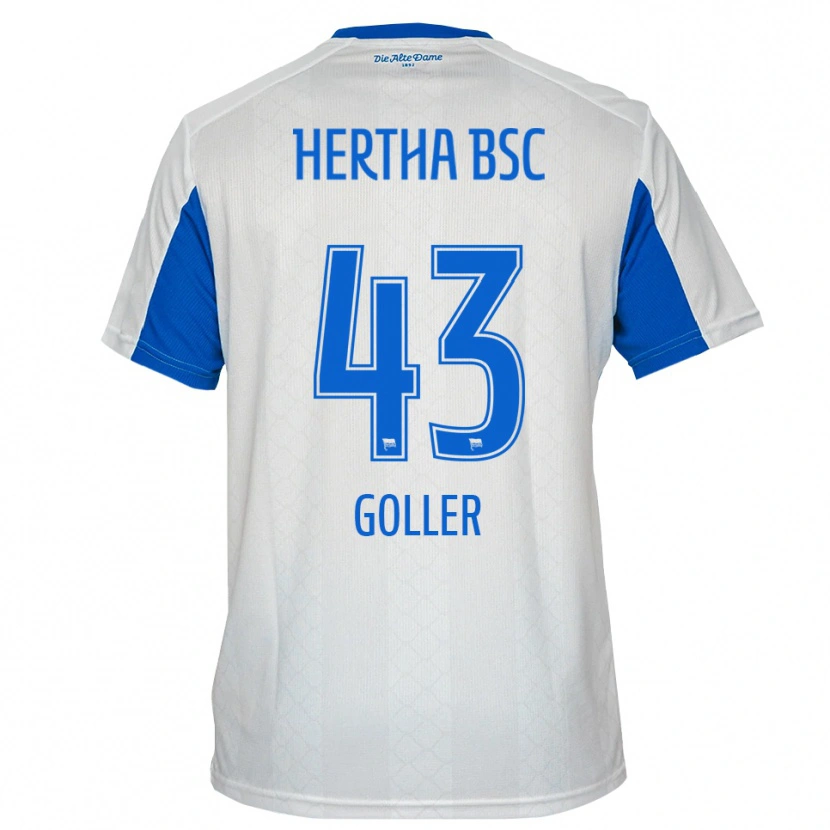 Danxen Kinder Tim Goller #43 Weiß Blau Auswärtstrikot Trikot 2025/26 T-Shirt Schweiz