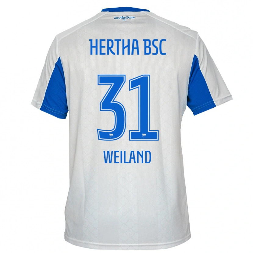 Danxen Kinder Sebastian Weiland #31 Weiß Blau Auswärtstrikot Trikot 2025/26 T-Shirt Schweiz