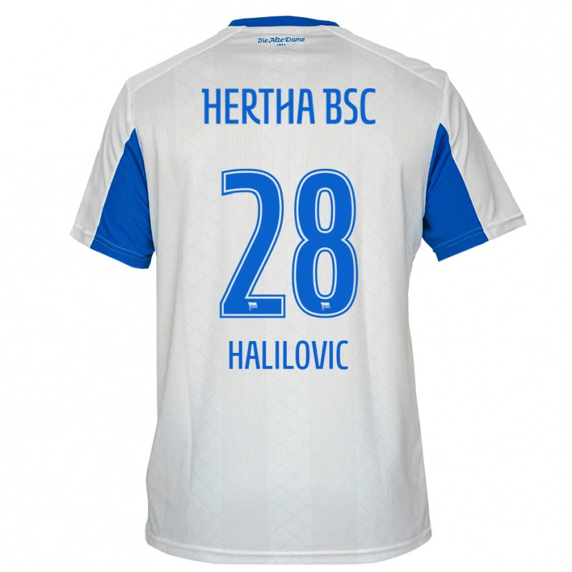 Danxen Kinder Din Halilovic #28 Weiß Blau Auswärtstrikot Trikot 2025/26 T-Shirt Schweiz