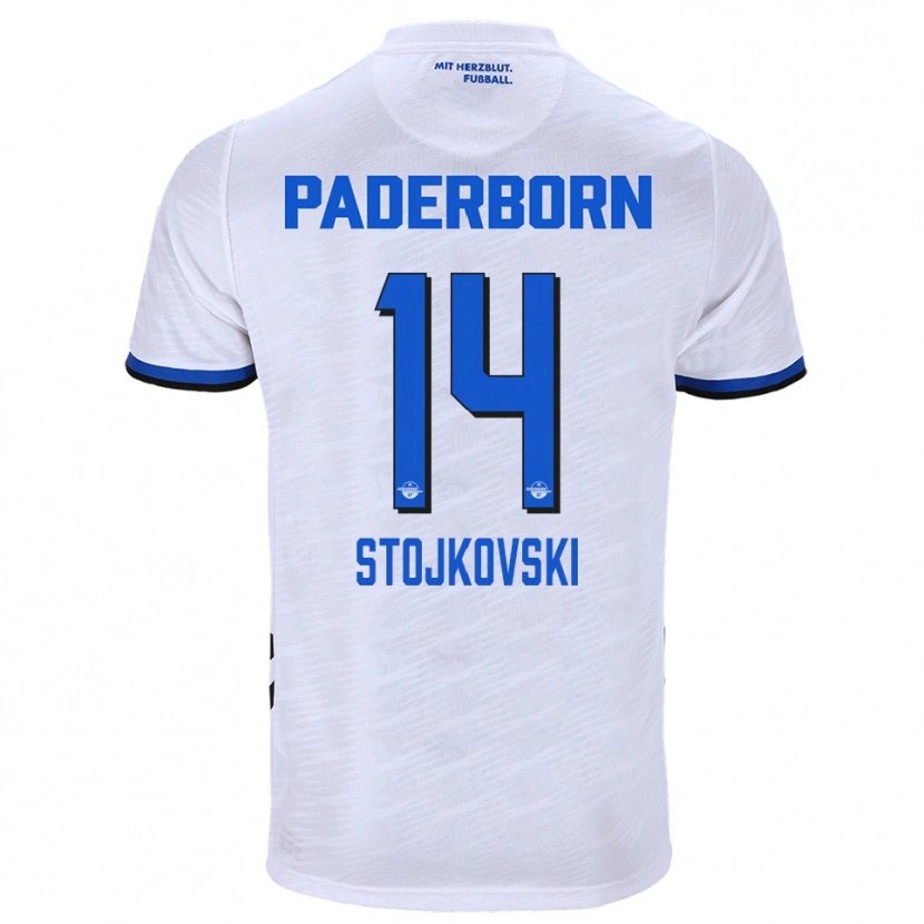 Danxen Kinder Jakov Stojkovski #14 Weiß Blau Auswärtstrikot Trikot 2025/26 T-Shirt Schweiz