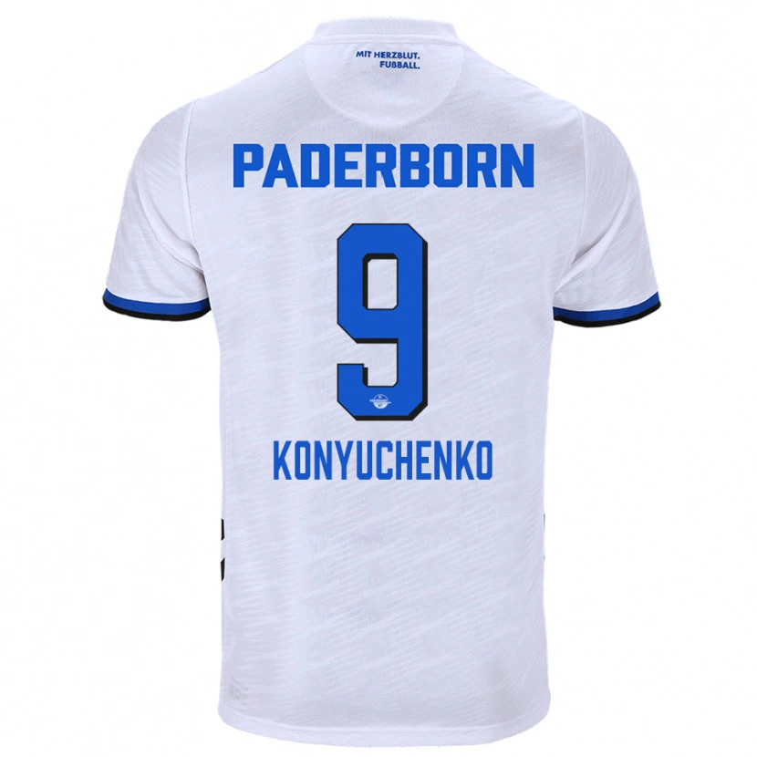 Danxen Kinder Yehor Konyuchenko #9 Weiß Blau Auswärtstrikot Trikot 2025/26 T-Shirt Schweiz