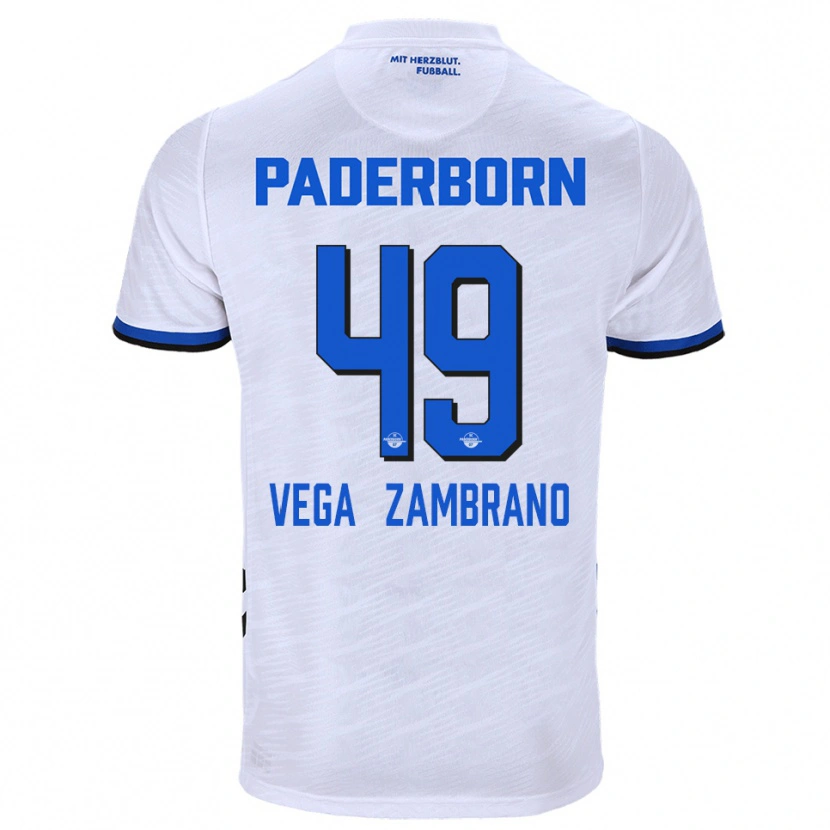 Danxen Kinder Joel Vega Zambrano #49 Weiß Blau Auswärtstrikot Trikot 2025/26 T-Shirt Schweiz