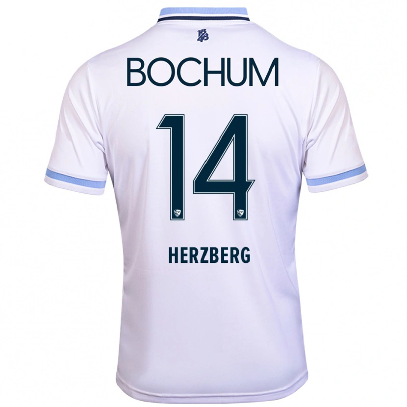Danxen Kinder Janek Herzberg #14 Weiß Himmelblau Auswärtstrikot Trikot 2025/26 T-Shirt Schweiz