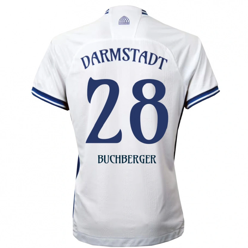 Danxen Kinder Jonas Buchberger #28 Weiß Blau Auswärtstrikot Trikot 2025/26 T-Shirt Schweiz
