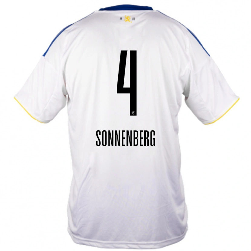 Danxen Kinder Sven Sonnenberg #4 Weiß Blau Gelb Auswärtstrikot Trikot 2025/26 T-Shirt Schweiz