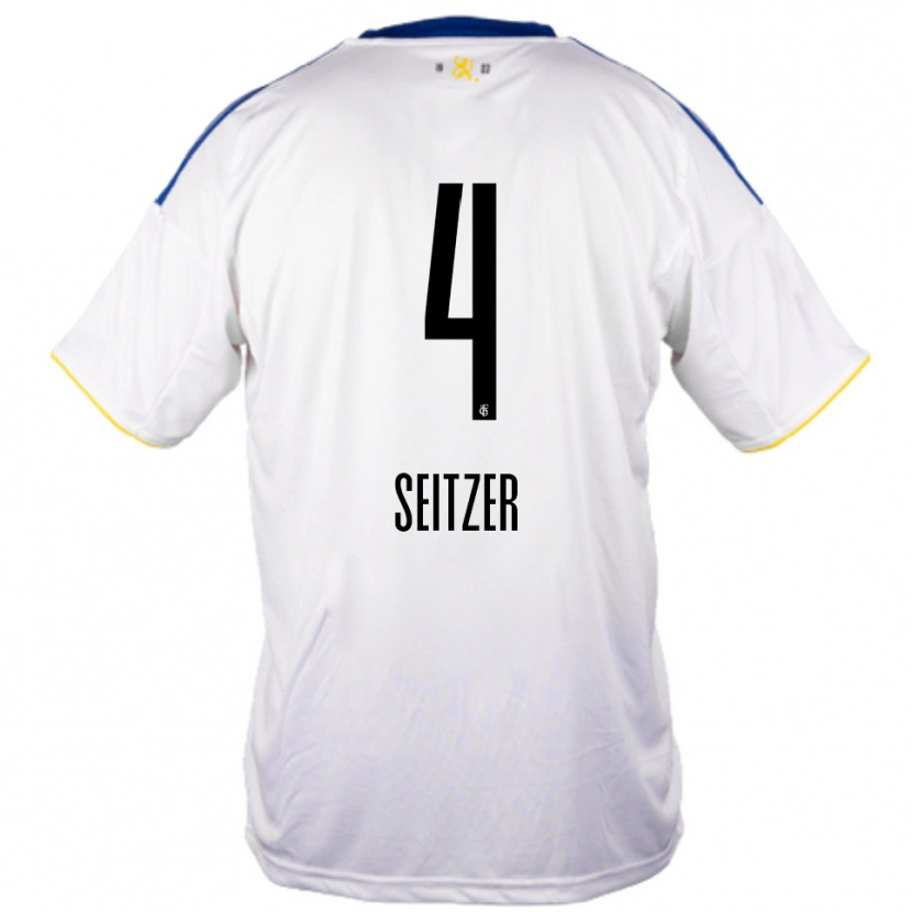 Danxen Kinder Max Seitzer #4 Weiß Blau Gelb Auswärtstrikot Trikot 2025/26 T-Shirt Schweiz