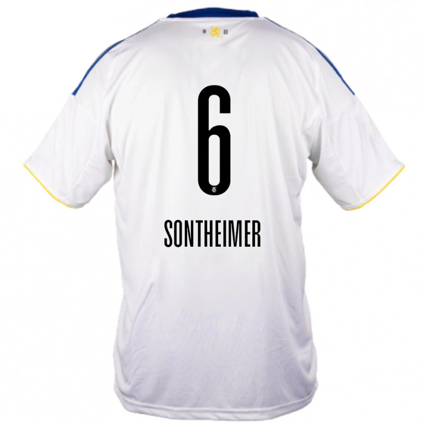 Danxen Kinder Patrick Sontheimer #6 Weiß Blau Gelb Auswärtstrikot Trikot 2025/26 T-Shirt Schweiz