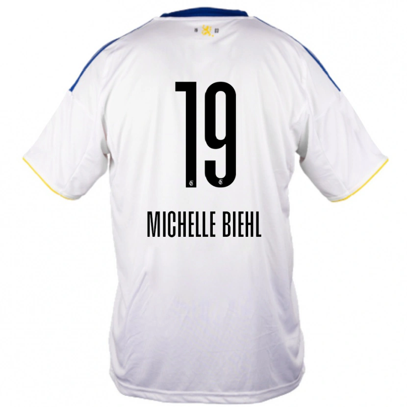 Danxen Kinder Leonie Michelle Biehl #19 Weiß Blau Gelb Auswärtstrikot Trikot 2025/26 T-Shirt Schweiz