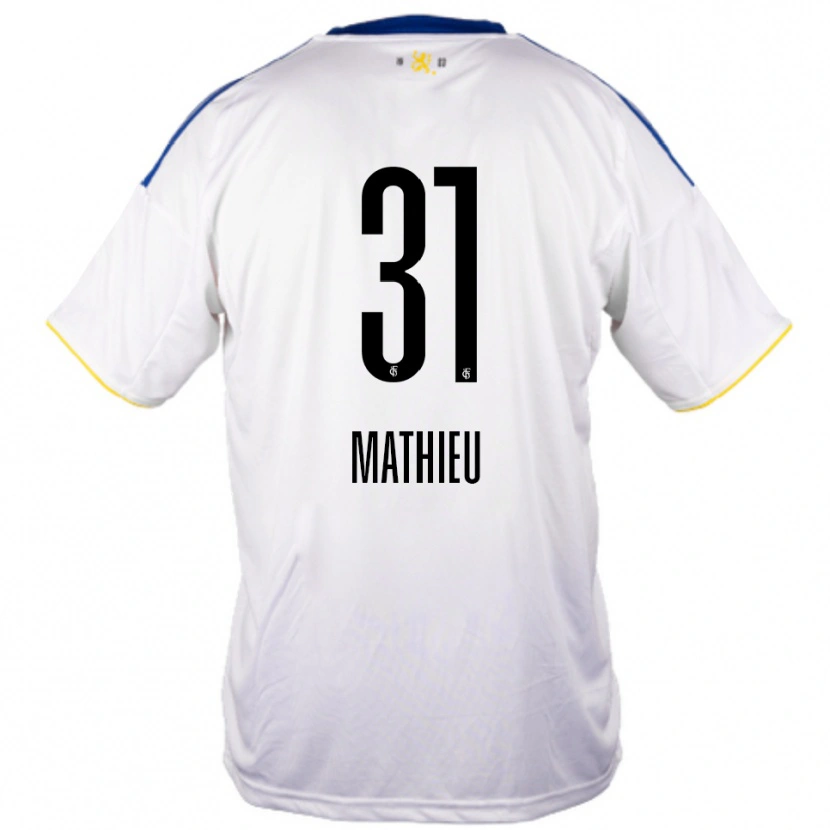 Danxen Kinder Sammy Mathieu #31 Weiß Blau Gelb Auswärtstrikot Trikot 2025/26 T-Shirt Schweiz