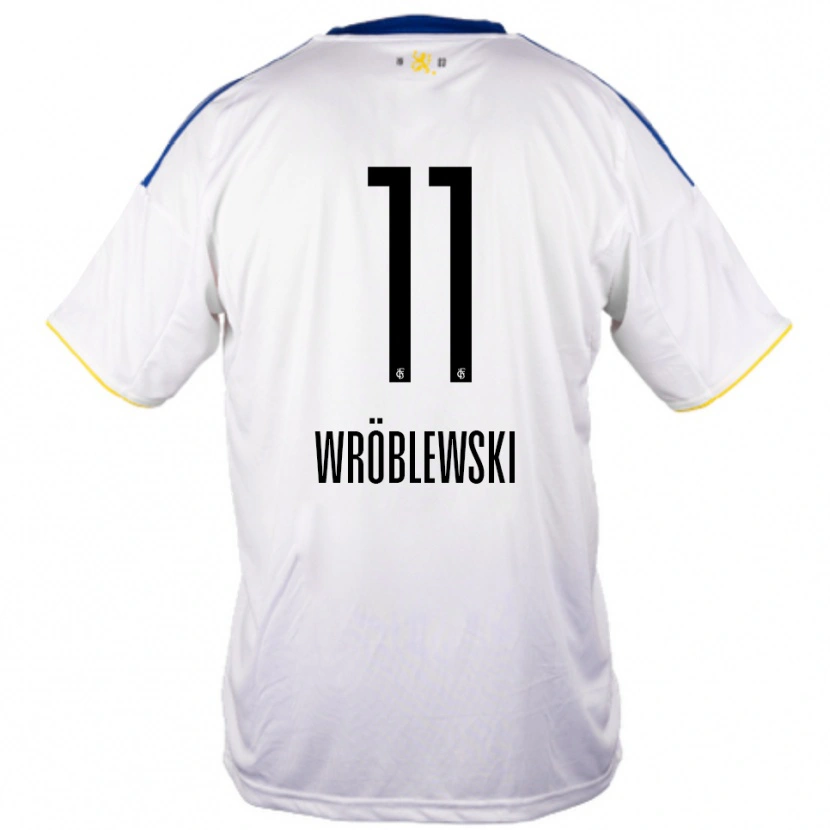 Danxen Kinder Lukas Wröblewski #11 Weiß Blau Gelb Auswärtstrikot Trikot 2025/26 T-Shirt Schweiz