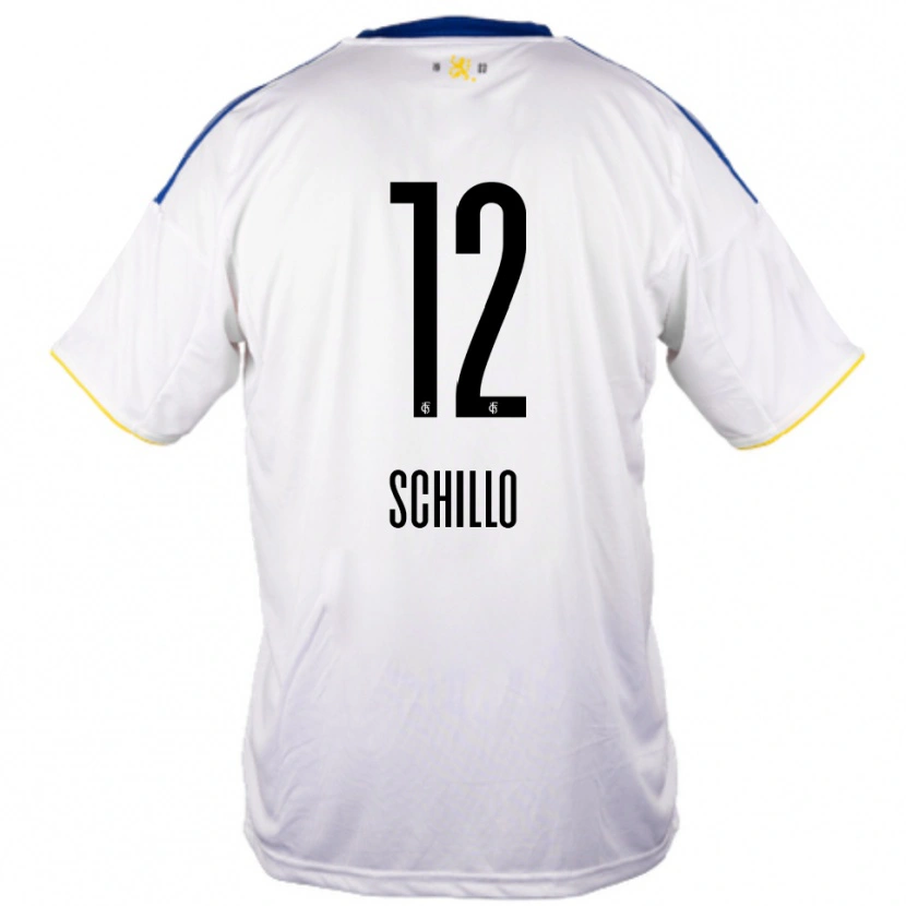 Danxen Kinder Jule Schillo #12 Weiß Blau Gelb Auswärtstrikot Trikot 2025/26 T-Shirt Schweiz