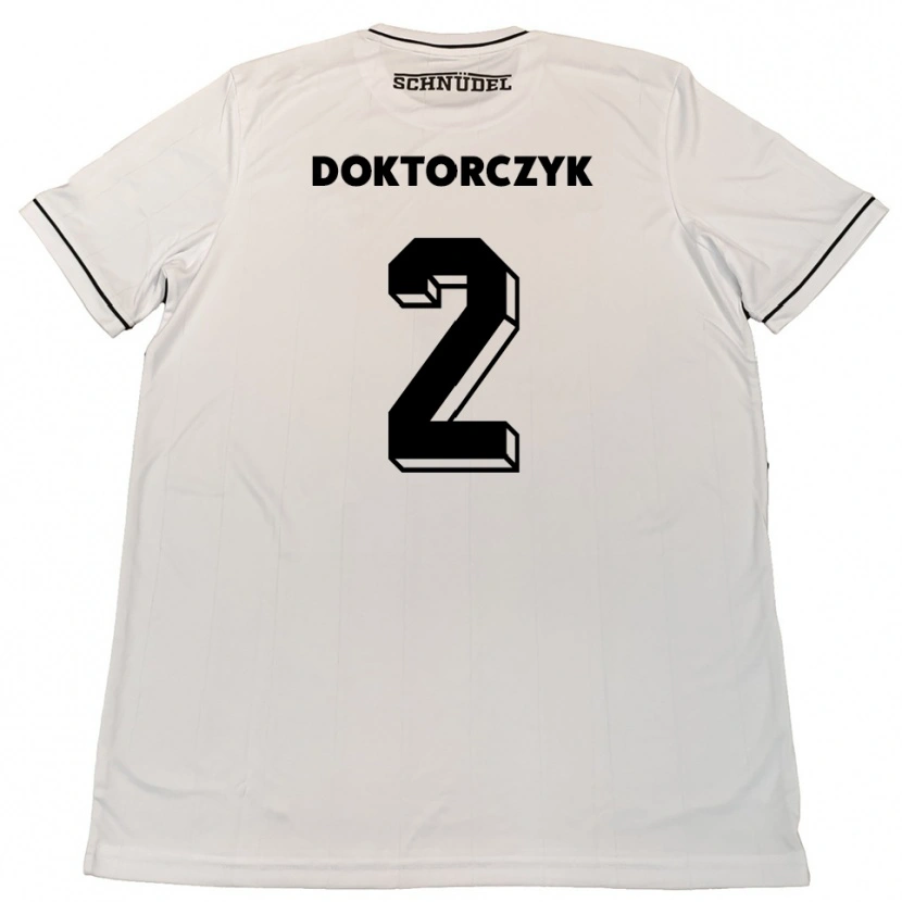 Danxen Kinder Nick Doktorczyk #2 Weiß Schwarz Auswärtstrikot Trikot 2025/26 T-Shirt Schweiz