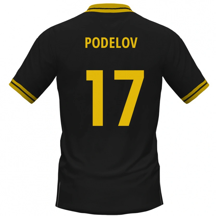Danxen Kinder David Podelov #17 Schwarz Gelb Auswärtstrikot Trikot 2025/26 T-Shirt Schweiz