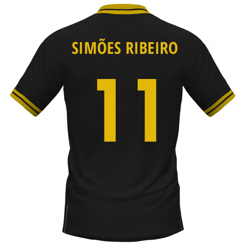 Danxen Kinder Dominik Simões Ribeiro #11 Schwarz Gelb Auswärtstrikot Trikot 2025/26 T-Shirt Schweiz