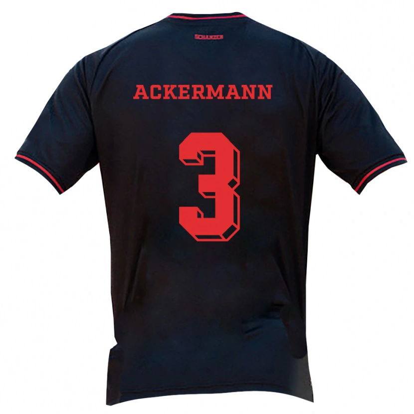 Danxen Kinder Tom Ackermann #3 Schwarz Rot Weiß Auswärtstrikot Trikot 2025/26 T-Shirt Schweiz