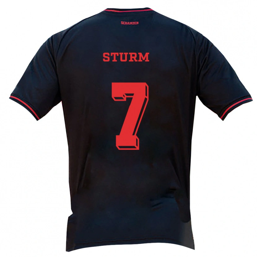 Danxen Kinder Yann Sturm #7 Schwarz Rot Weiß Auswärtstrikot Trikot 2025/26 T-Shirt Schweiz