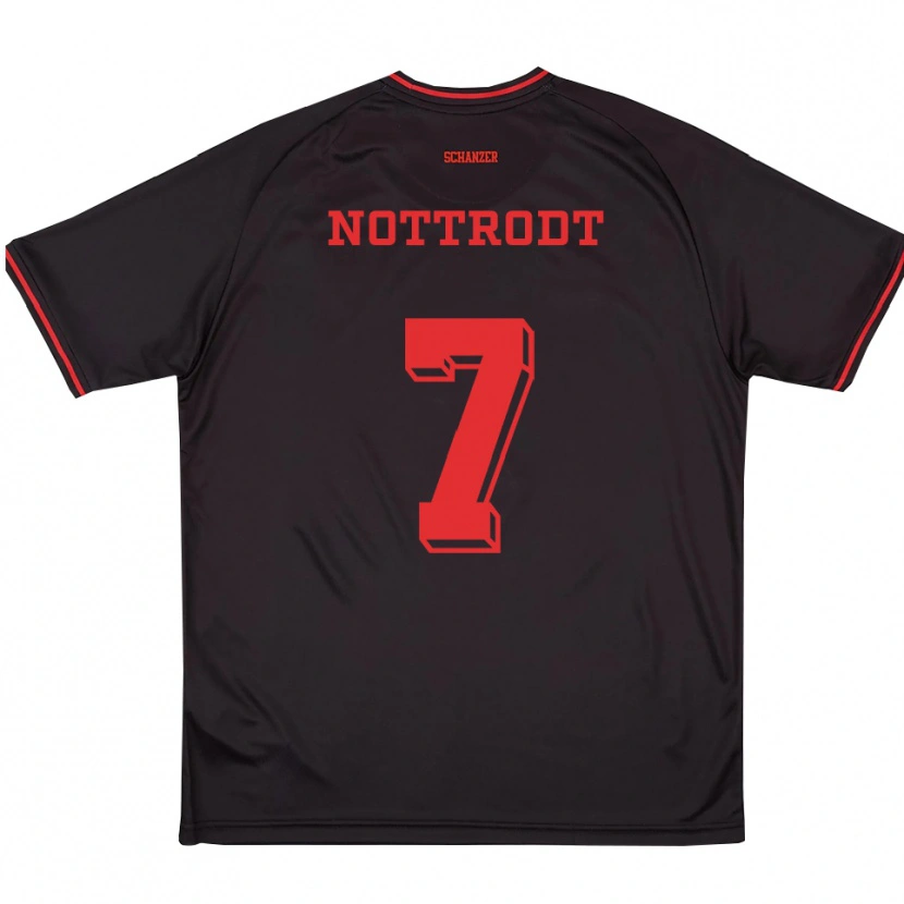 Danxen Kinder Justin Nottrodt #7 Schwarz Rot Weiß Auswärtstrikot Trikot 2025/26 T-Shirt Schweiz