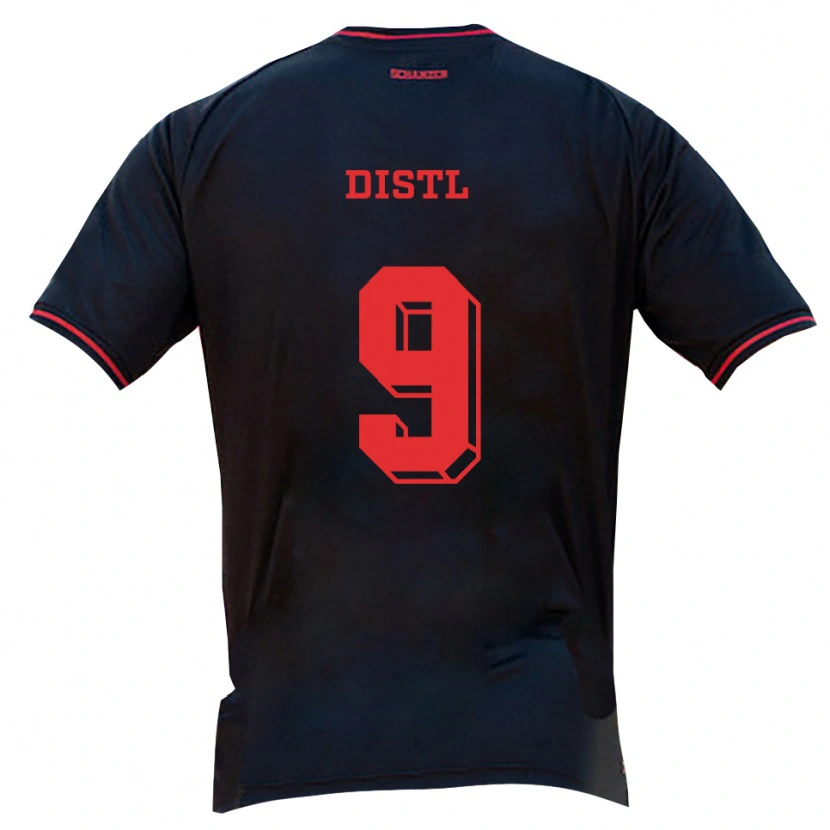 Danxen Kinder Manuel Distl #9 Schwarz Rot Weiß Auswärtstrikot Trikot 2025/26 T-Shirt Schweiz