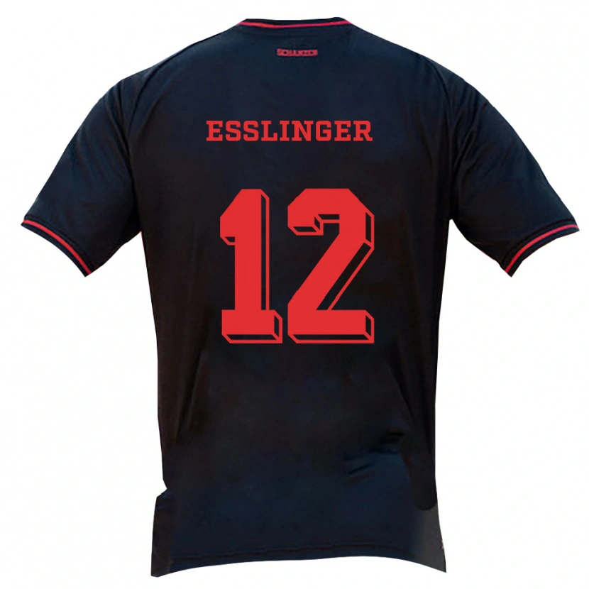 Danxen Kinder Rafael Eßlinger #12 Schwarz Rot Weiß Auswärtstrikot Trikot 2025/26 T-Shirt Schweiz