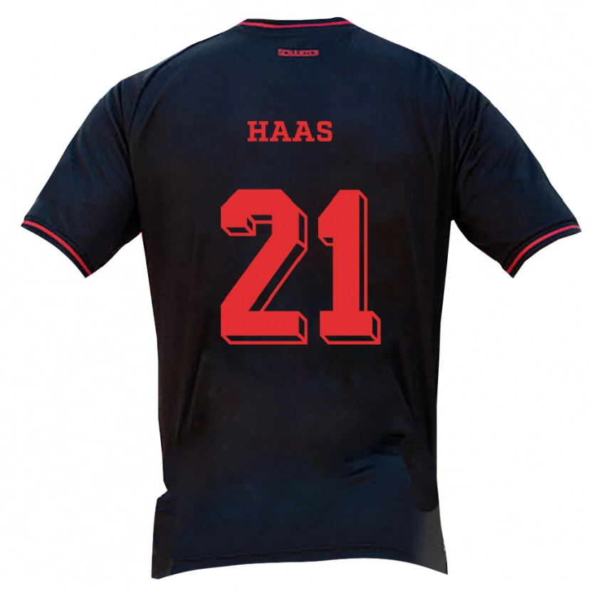 Danxen Kinder Leo Haas #21 Schwarz Rot Weiß Auswärtstrikot Trikot 2025/26 T-Shirt Schweiz