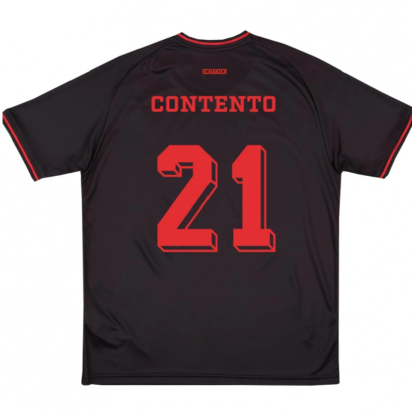 Danxen Kinder Arcangelo Contento #21 Schwarz Rot Weiß Auswärtstrikot Trikot 2025/26 T-Shirt Schweiz