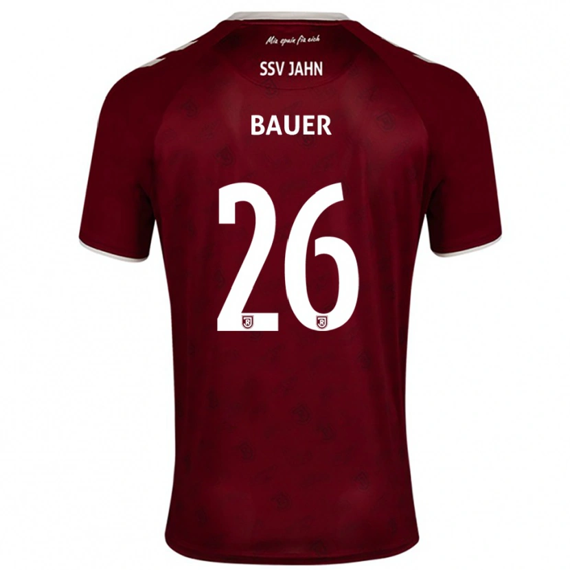 Danxen Kinder Benedikt Bauer #26 Burgunder Weiß Auswärtstrikot Trikot 2025/26 T-Shirt Schweiz