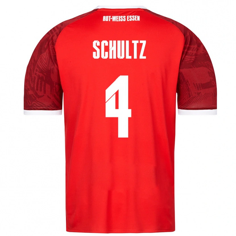 Danxen Kinder Michael Schultz #4 Rot Burgunder Weiß Auswärtstrikot Trikot 2025/26 T-Shirt Schweiz