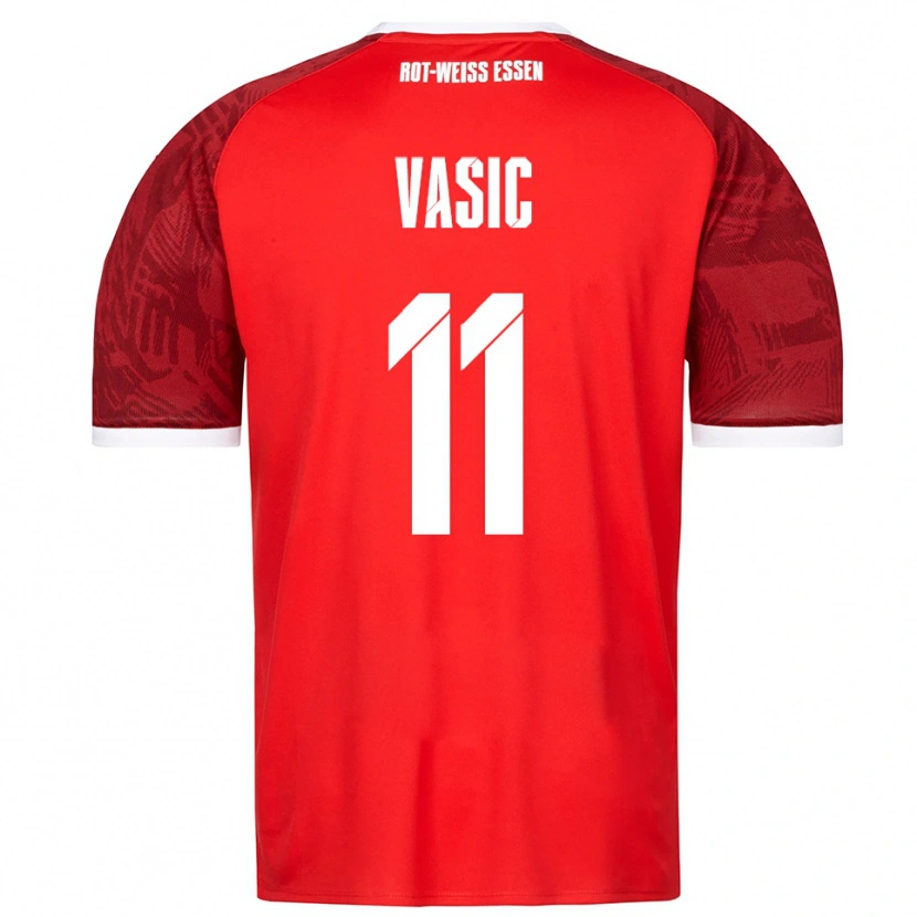 Danxen Kinder Fadih Vasic #11 Rot Burgunder Weiß Auswärtstrikot Trikot 2025/26 T-Shirt Schweiz