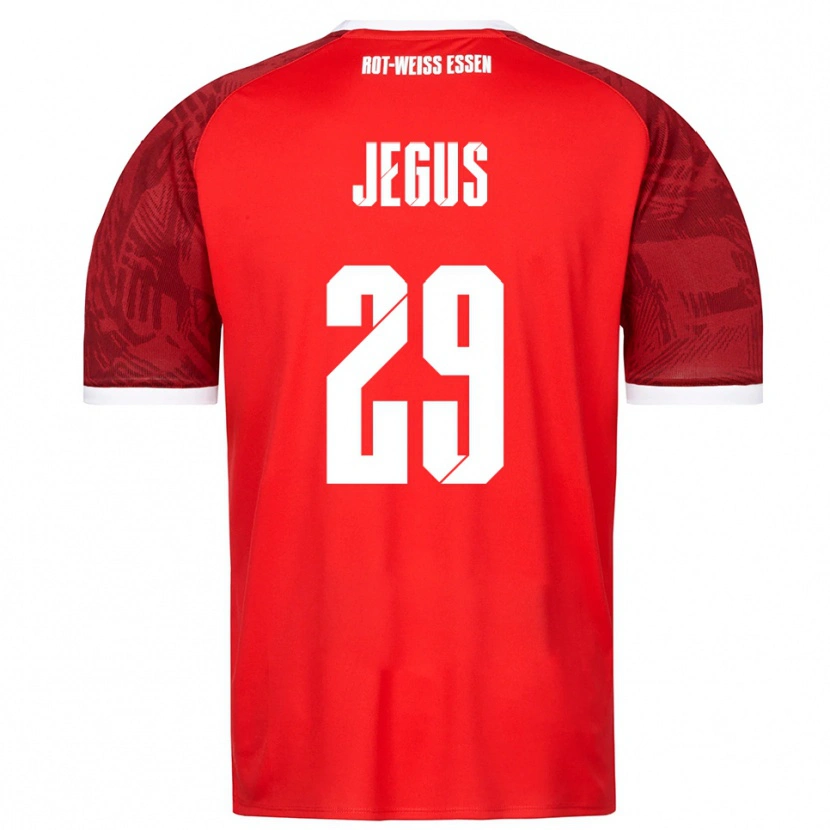 Danxen Kinder Leonard Jegus #29 Rot Burgunder Weiß Auswärtstrikot Trikot 2025/26 T-Shirt Schweiz