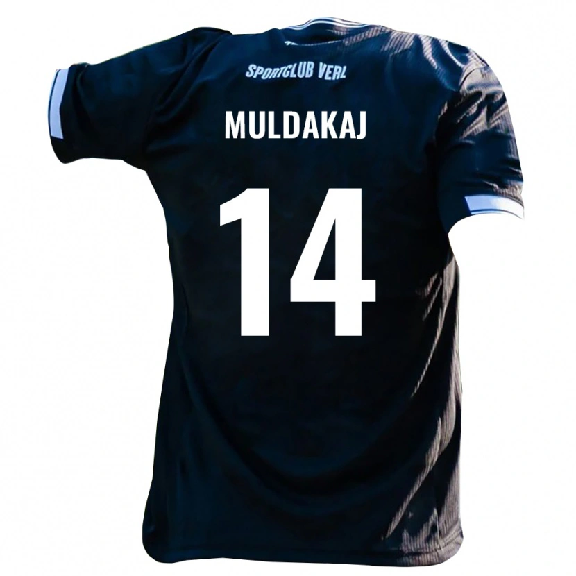 Danxen Kinder Ardit Muldakaj #14 Schwarz Weiß Auswärtstrikot Trikot 2025/26 T-Shirt Schweiz