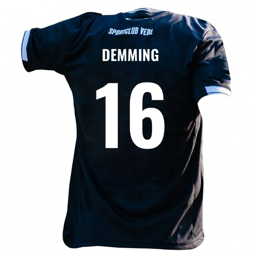 Danxen Kinder Lukas Demming #16 Schwarz Weiß Auswärtstrikot Trikot 2025/26 T-Shirt Schweiz