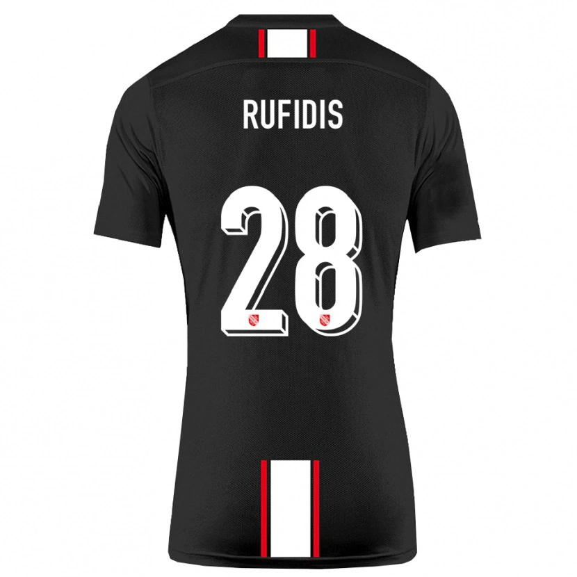Danxen Kinder Julian Rufidis #28 Schwarz Weiß Auswärtstrikot Trikot 2025/26 T-Shirt Schweiz