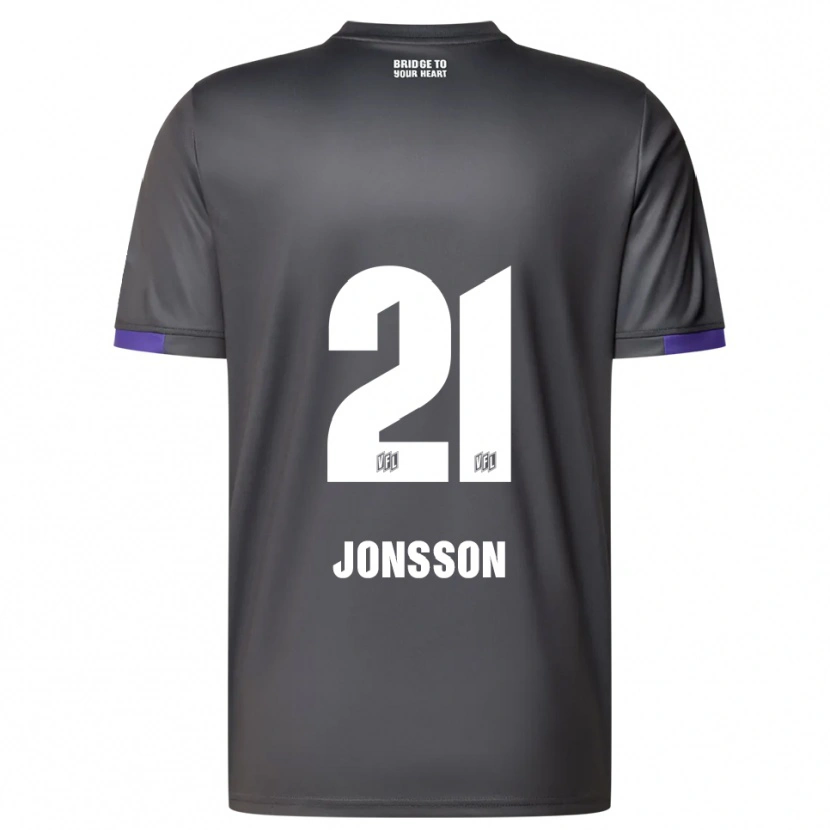 Danxen Kinder Lukas Jonsson #21 Grau Lila Auswärtstrikot Trikot 2025/26 T-Shirt Schweiz