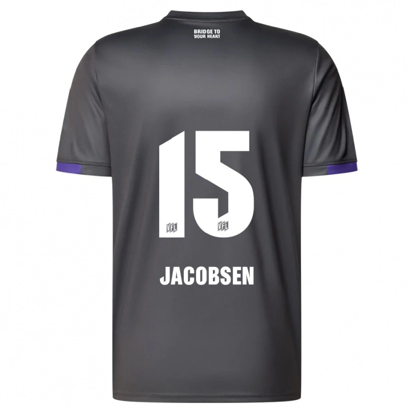 Danxen Kinder Bjarke Jacobsen #15 Grau Lila Auswärtstrikot Trikot 2025/26 T-Shirt Schweiz