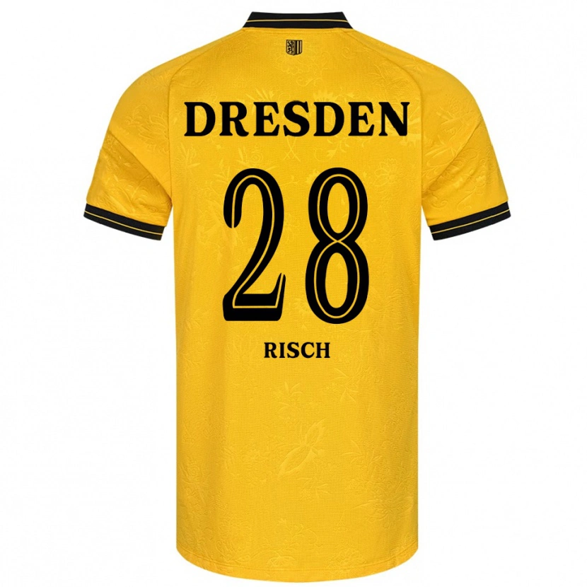 Danxen Herren Sascha Risch #28 Gelb Schwarz Heimtrikot Trikot 2025/26 T-Shirt Schweiz