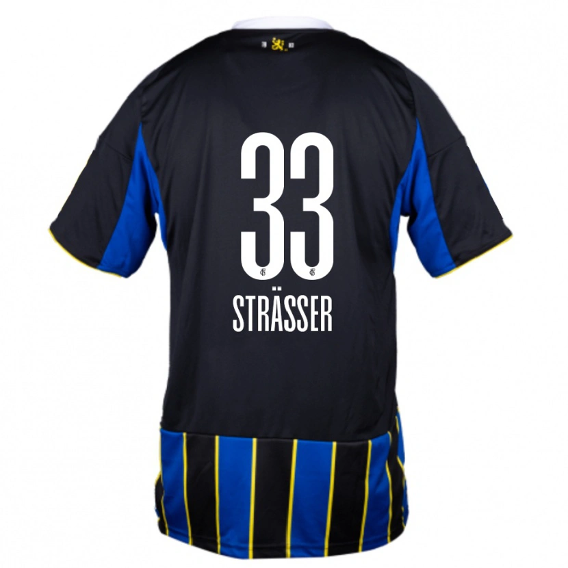Danxen Herren Jannick Strässer #33 Blau Schwarz Gelb Heimtrikot Trikot 2025/26 T-Shirt Schweiz